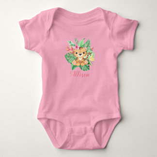 Body Para Bebê Meninas personalizadas Tigre-Cuta em Flores Tropic