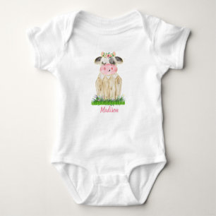 Body Para Bebê Meninas Personalizadas Vaca Cuta Bebê Roupa