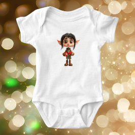 Body Para Bebê Menino(a) Surpreso(a) Fantasia de Elfo de Natal Bo