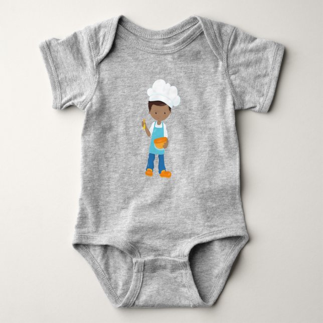 Body Para Bebê Menino Afro-Americano, Confeitaria, Confeiteiro, C (Frente)