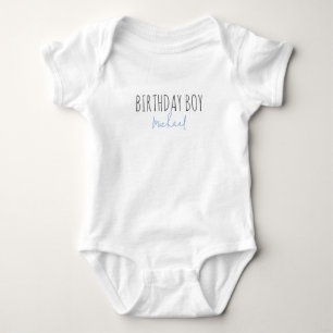 Body Para Bebê Menino Aniversariante Lindo Azul Nome Rascunho Pri