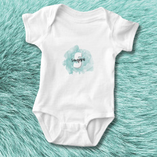 Body Para Bebê Menino Azul Turquesa Monograma