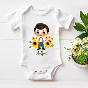Body Para Bebê Menino com girassóis