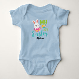 Body Para Bebê Menino de 1º Páscoa Azul