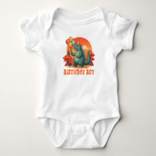 Body Para Bebê Menino de Aniversário Dinossauro