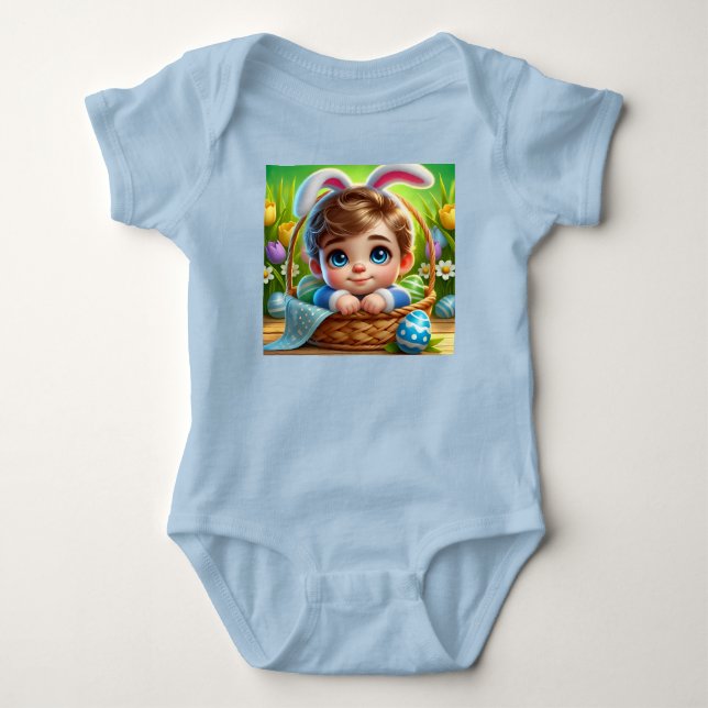 Body Para Bebê MENINO DE PÁSCOA Coelhinho da Orelha ~  (Frente)