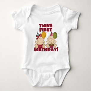 Body Para Bebê Menino do primeiro aniversario dos gêmeos/t-shirt