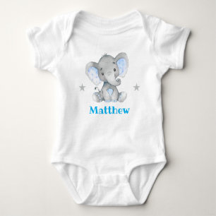 Body Para Bebê Menino Elefante Azul Nome Newborn Toddler 1