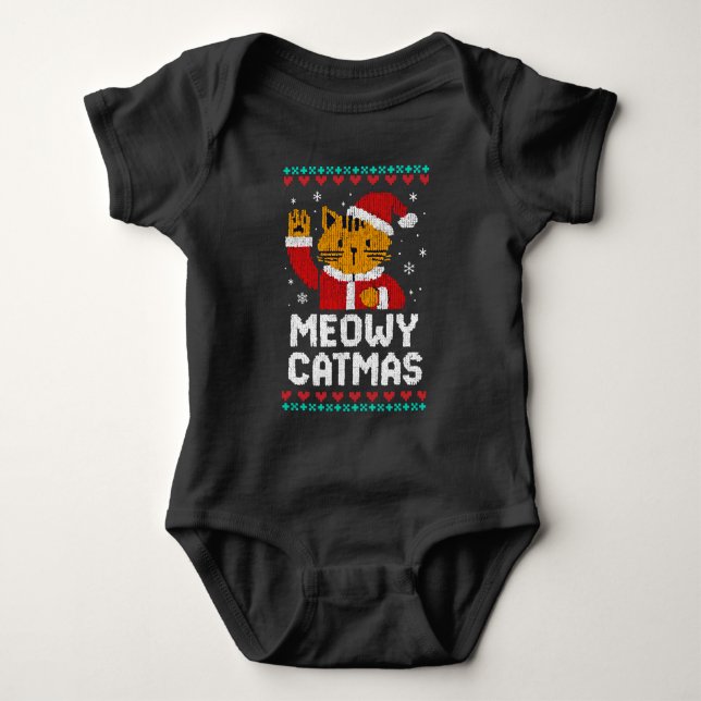 Body Para Bebê Meowy Catmas (Frente)