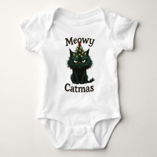 Body Para Bebê Meowy Catmas Gato Mal-humorado