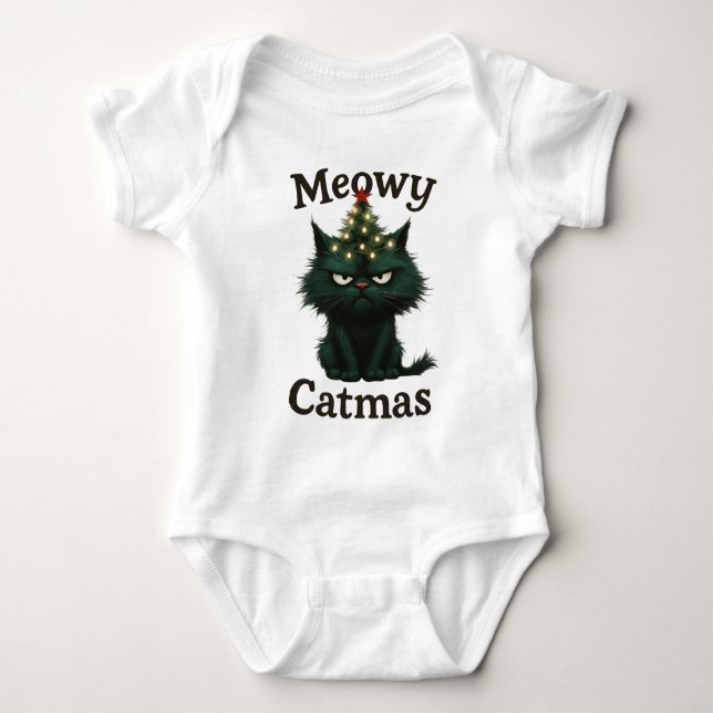 Body Para Bebê Meowy Catmas Moody cat (Frente)