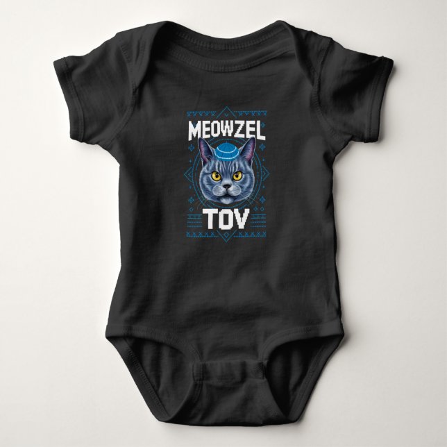 Body Para Bebê Meowzel Tov Hanukkah, Feriado Judeu (Frente)