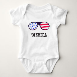 Body Para Bebê Merica Flag Óculos de sol azul vermelho