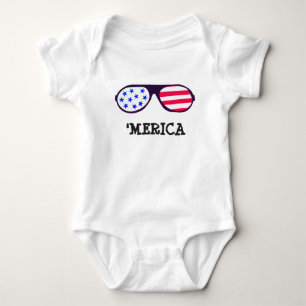 Body Para Bebê Merica Flag Óculos de sol azul vermelho