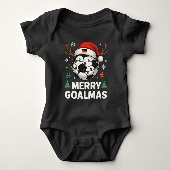 Body Para Bebê Merry Goalmas - Funny Soccer Christmas (Frente)