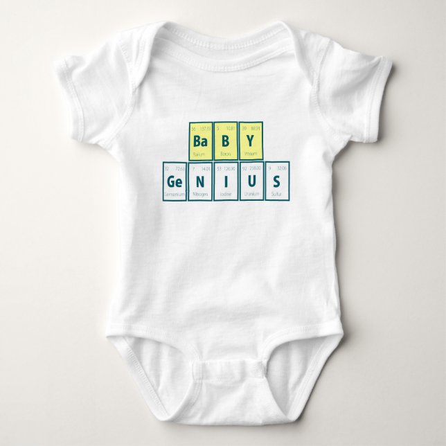 Body Para Bebê Mesa de elementos periódica:  Gênio do bebê (Frente)