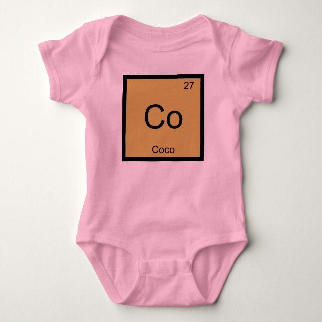 Body Para Bebê Mesa Periódica do Elemento de Química da Coco Name (Frente)