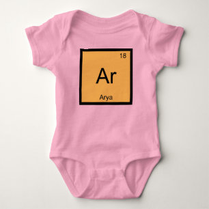 Body Para Bebê Mesa Periódica do Elemento Químico do Nome Arya
