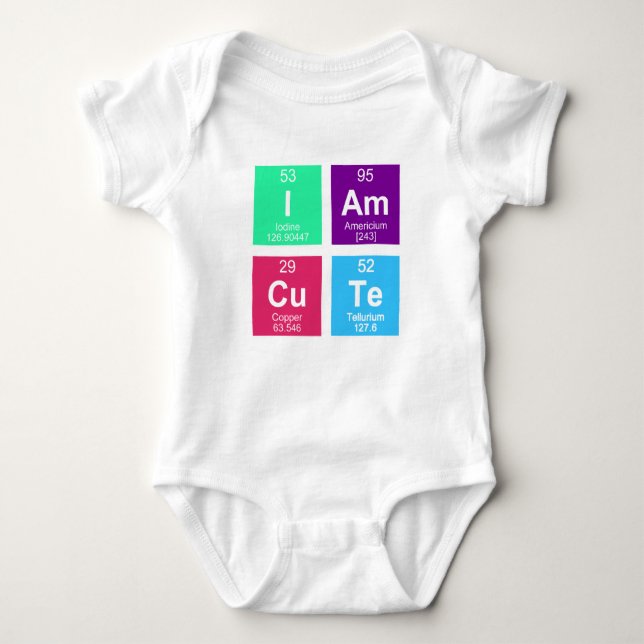 Body Para Bebê mesa periódica química dos elementos: IAmCuTe (Frente)