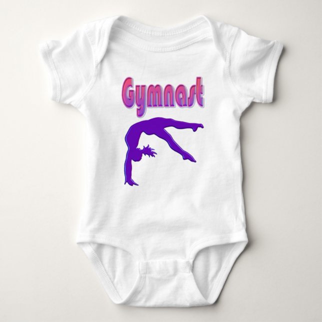 Body Para Bebê Metálico Roxo de Energia do Gymnast (Frente)