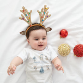 Body Para Bebê Meu 1º Natal Bebê Menina Floresta de Madeira Perso