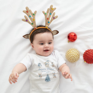 Body Para Bebê Meu 1º Natal Bebê Menina Floresta de Madeira Perso