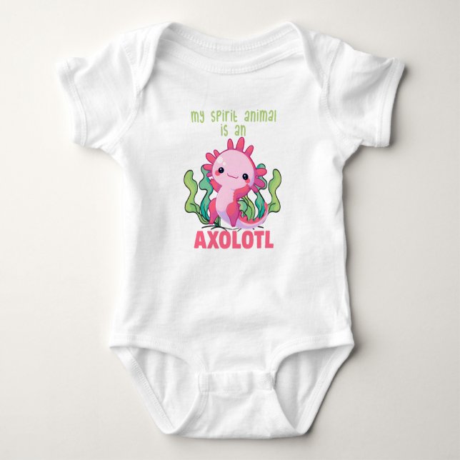 Body Para Bebê Meu Animal Espírito É Um Axolotl (Frente)