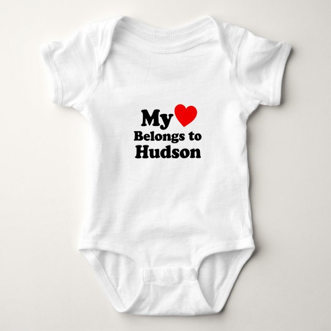 Body Para Bebê Meu Coração Pertence a Hudson (Frente)