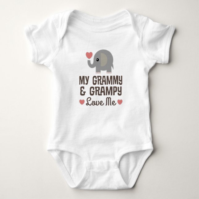 Body Para Bebê Meu Grammy e Grampy me amam elefante (Frente)