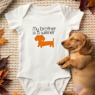 Body Para Bebê Meu Irmão é um Anúncio de Bebê com Roupa de Wiener