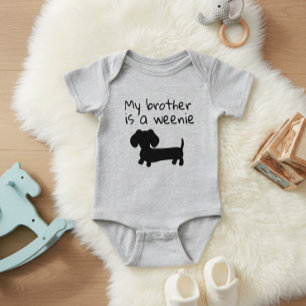 Body Para Bebê Meu Irmão é um Weenie - Presente para Bebê Cachorr