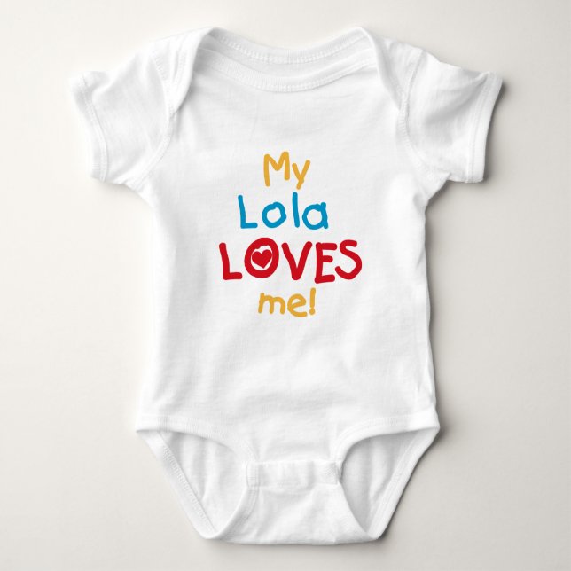 Body Para Bebê Meu Lola ama-me t-shirt e presentes (Frente)