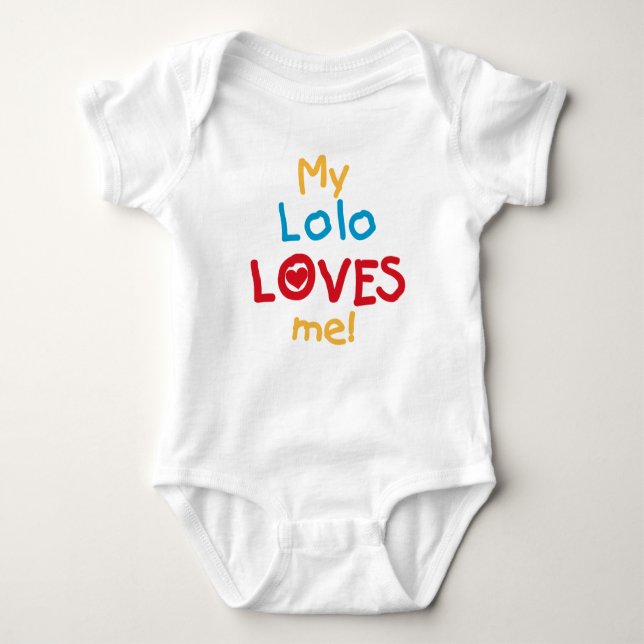 Body Para Bebê Meu Lolo ama-me t-shirt e presentes (Frente)