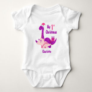 Body Para Bebê Meu Macacão de Bebê Dinossauro de Natal T-Rex 1º A