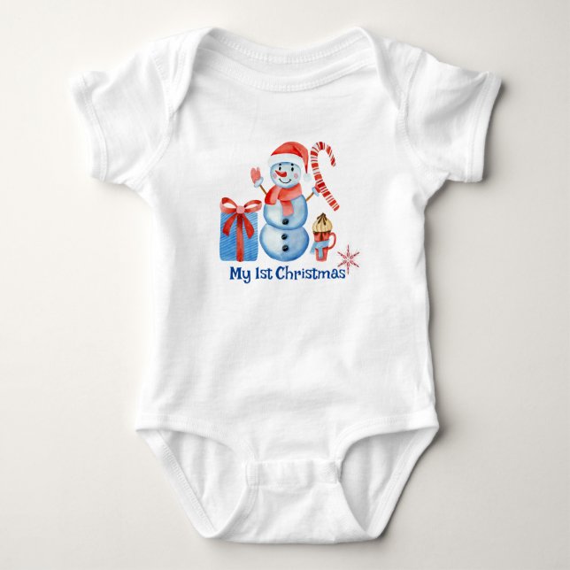 Body Para Bebê Meu macacão de Natal para bebê de primeiro Natal (Frente)