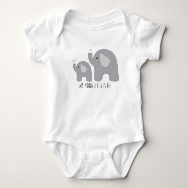 Body Para Bebê Meu Nonno Me Ama - Bodysuit Elefante Bebê (Frente)