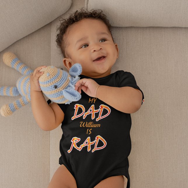 Body Para Bebê Meu Pai é Adicionar nome personalizado (My Dad is Rad Add Custom Name Baby Baby Bodysuit)