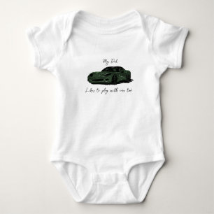 Body Para Bebê Meu Pai gosta de brincar com Corvettes C6 Green