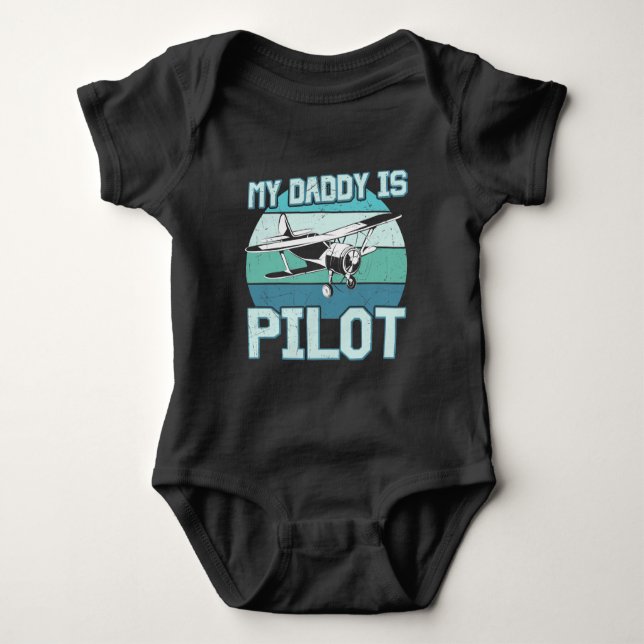 Body Para Bebê Meu Pai/Piloto T-Shirt (Frente)