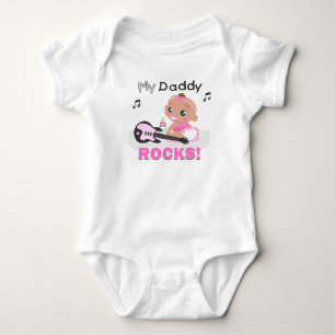 Body Para Bebê Meu Pai Rocha Pink African Guitar Criança Creeper