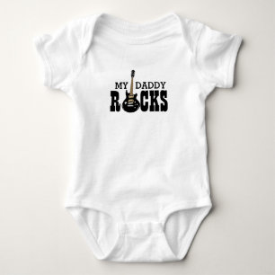 Body Para Bebê "Meu Pai Rocks!" com guitarra elétrica Baby Bodys