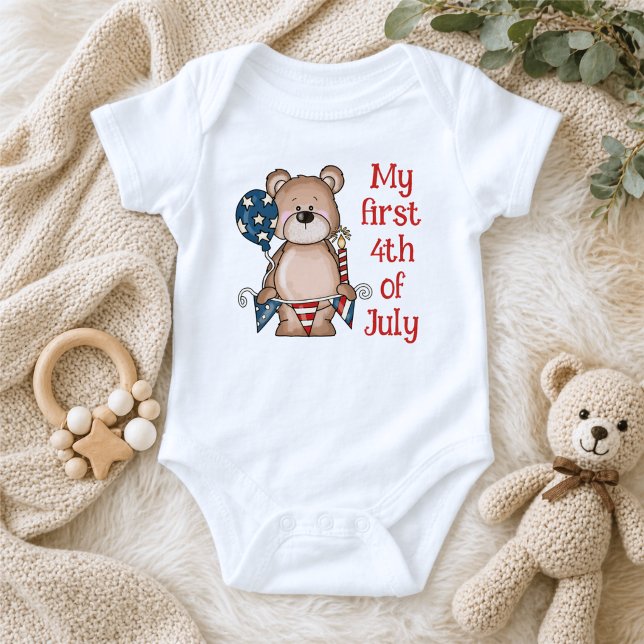 Body Para Bebê Meu Primeiro 4 de Julho Patriótico (Criador carregado)