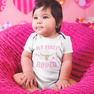 Body Para Bebê Meu Primeiro Aniversário da Garota Ocidental Rodeo