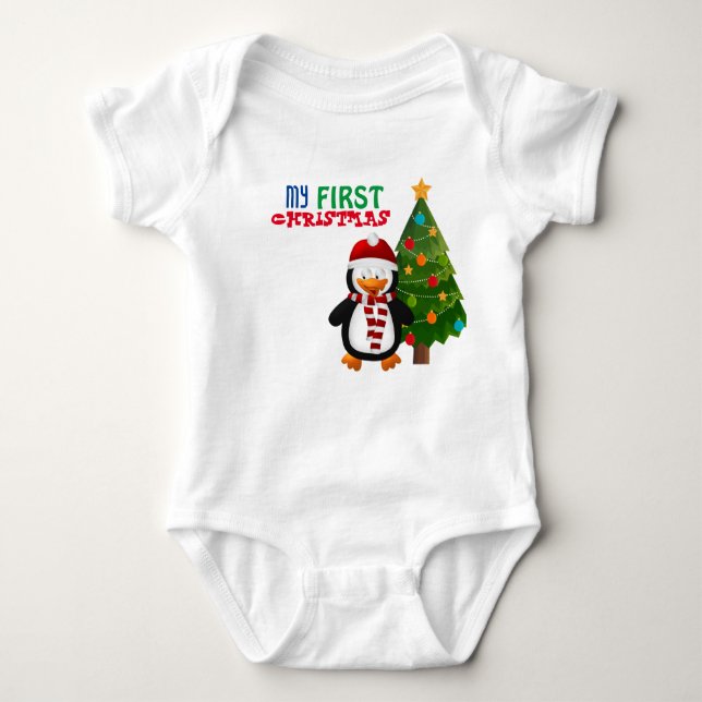 Body Para Bebê Meu primeiro biquinho de Natal (Frente)