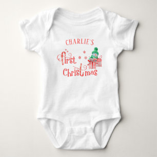 Body Para Bebê Meu Primeiro Boneco de Neve de Natal com Presentes
