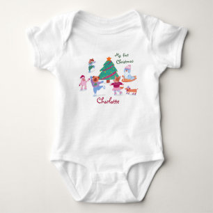 Body Para Bebê Meu Primeiro Cachorro De Natal Com T-Shirt