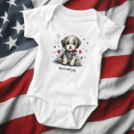 Body Para Bebê Meu Primeiro Cachorro de Quatro de Julho