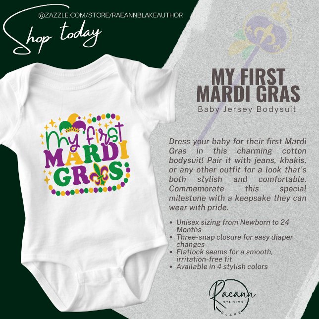 Body Para Bebê Meu Primeiro Casaco De Bebê Mardi Gras (Criador carregado)