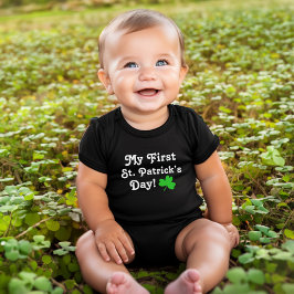 Body Para Bebê Meu Primeiro Dia de São Patrício Verde Trevo