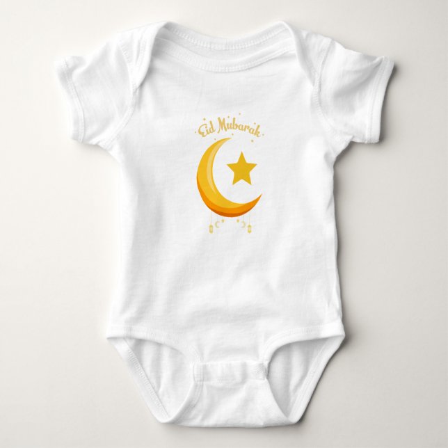 Body Para Bebê Meu Primeiro Eid Ramadan Moon Islam Bebê Bodyfato (Frente)